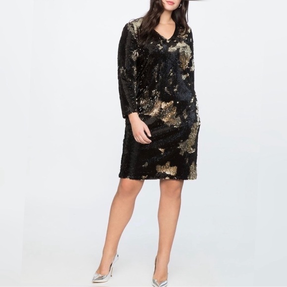 Eloquii Black Sequin Sheath Dress - Picture 1 of 5